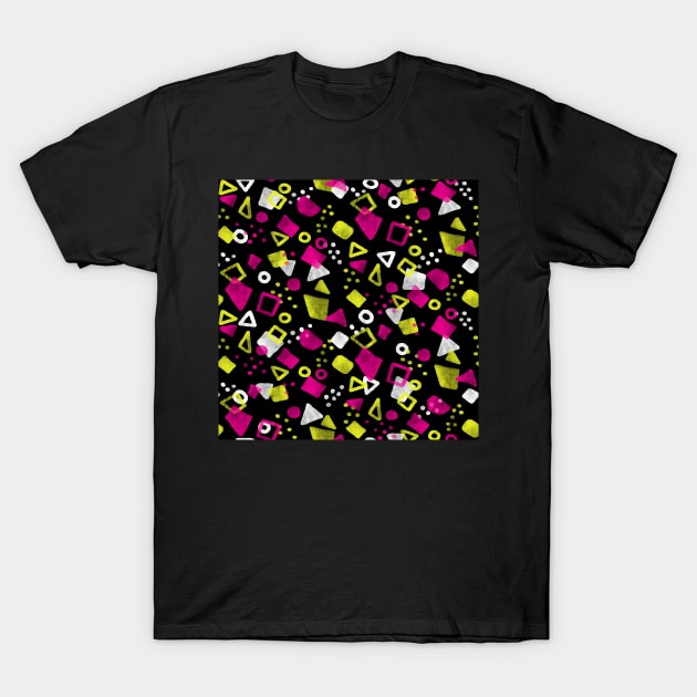 Black Festive Shapes T-Shirt by Carolina Díaz